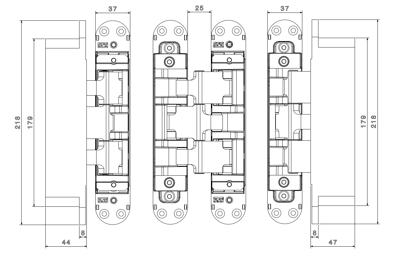 SFS INTEC -  Cerniera W-TEC 3D regolabile ad incasso - col. CROMATO OPACO - ø - diametro W-TEC 3DL - portata (kg) 200