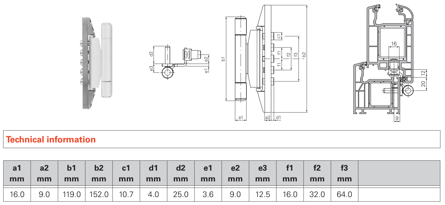 SFS INTEC -  Cerniera DYNAMIC 3DN regolabile per cava euro - col. BIANCO RAL 9016 - ø - diametro 16 - portata (kg) 140 - reg. alt. -2/+6 - reg. pro. +/-2 - reg. lat. +/-2