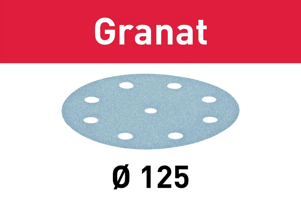 FESTOOL -  Abrasivo GRANAT disco carta uso automatico per levigatura legno - dimensioni Ø 125 - grana 40 - note DISCO ABRASIVO GRANAT STF D125/8 P40 GR/50