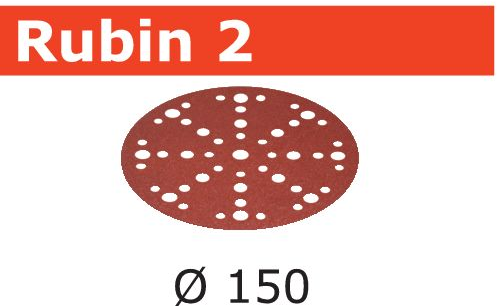 FESTOOL -  Abrasivo RUBIN 2 disco carta uso automatico per levigatura legno - metallo - resine - dimensioni Ø 150 - grana 100 - formato 16 FORI + 1 - note RUBIN MJ