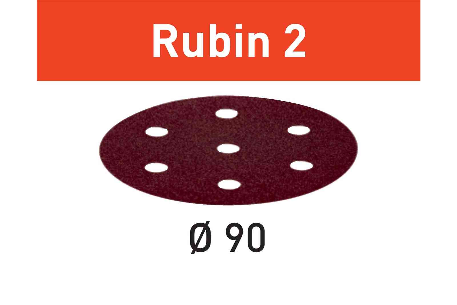 FESTOOL -  Abrasivo RUBIN 2 disco carta uso automatico per levigatura legno - metallo - resine - dimensioni Ø 90 - grana 120 - formato 6 FORI + 1 - note PER RO 90 DX