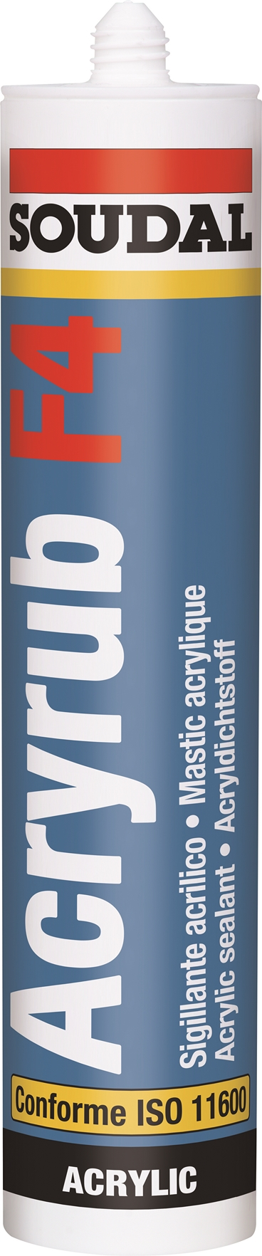 SOUDAL -  Sigillante ACRYRUB F4 plastoelastico monocomponente acrilico verniciabile per alte dilatazioni - col. BIANCO - q.ta 300 ML