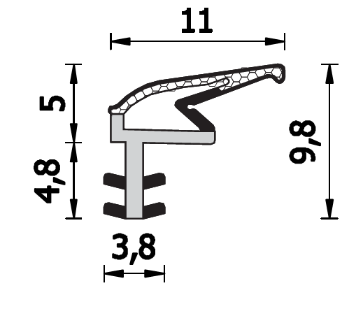 ROVERPLASTIK -  Guarnizione SERIE STP10 per finestre coestrusa espansa all'acqua - mat. TPE ESPANSO MODIFICATO - col. BEIGE - a: aria 1 - b: battuta 0 - note A261 STP