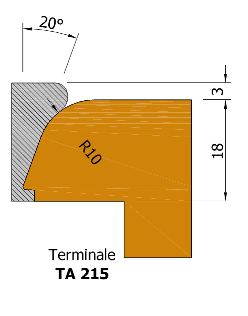 ROVERPLASTIK -  Tappo TERMINALI ANTA terminale per gocciolatoio - col. MARRONE - dimensioni TA215