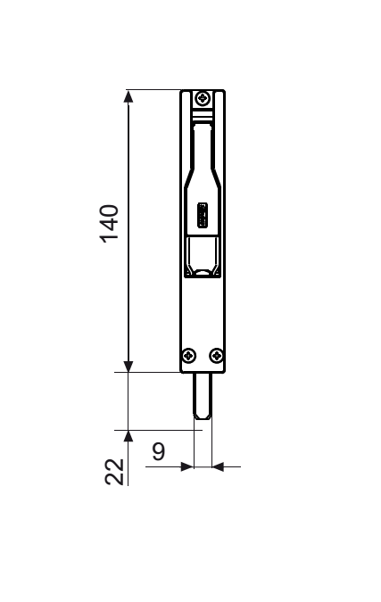 DOMATIC -  Catenaccio TITANTRE a leva ad appoggio - col. ARGENTO RAL 9006 - lunghezza 140 - a mm 22 - b mm 8 - sezione 22X8