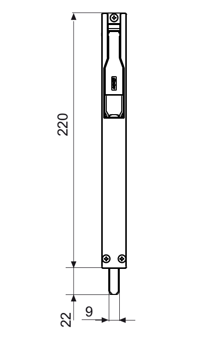 DOMATIC -  Catenaccio TITANTRE a leva ad appoggio - col. ARGENTO RAL 9006 - lunghezza 220 - a mm 22 - b mm 8 - sezione 22X8