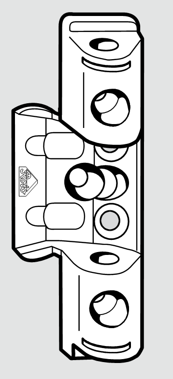 ROTO FRANK -  Supporto NT/NX - STANDARD braccio articolazione parte telaio - aria SUP.ART.E5 12/18-9 ARG(3600).N390A03096 - battuta 18 - interasse 9 - portata (kg) 150