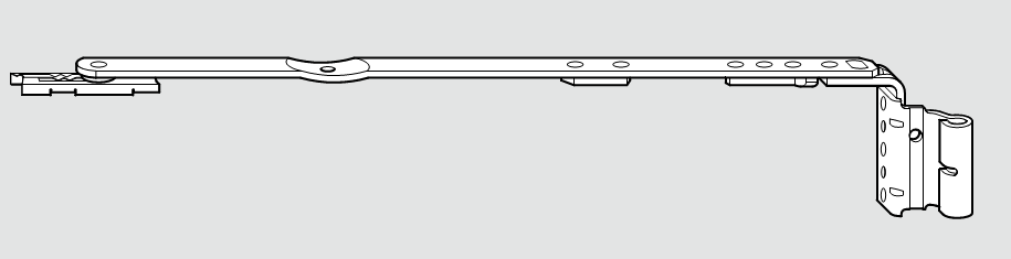 ROTO FRANK -  Forbice NT K anta ribalta per serramenti in pvc parte braccio articolazione con bandella - gruppo / dimensioni NT BRACART K 12/20-13 500SX 801-1400 - battuta 20 - lbb 801 - 1400 - nottilino MAX 100 KG