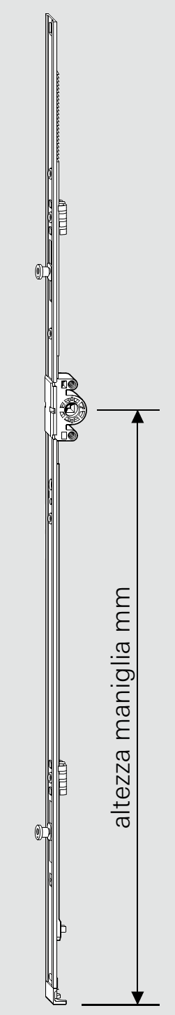 ROTO FRANK -  Cremonese NT/NX - STANDARD anta ribalta antieffrazione altezza maniglia fissa con piedino senza dss per ribalta - gr / dim. 1490 - entrata 15 - alt. man. 563 - lbb/hbb 1401 - 1600