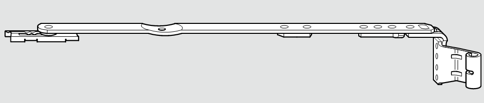 ROTO FRANK -  Forbice NT/NX - STANDARD anta ribalta parte braccio articolazione con bandella - gruppo / dimensioni 150 - battuta 20 - lbb 290 - 410 - nottilino MAX 150 KG