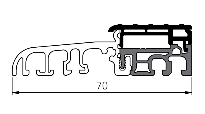 ROTO FRANK -  Soglia DOORLINE supplementare a pavimento in battuta - col. ARGENTO NATURALE - l. 70