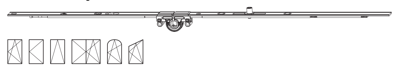 ROTO FRANK -  Cremonese NT/NX - STANDARD anta ribalta altezza maniglia fissa prolungabile senza dss - entrata 15 - alt. man. 120 - lbb/hbb 280-570