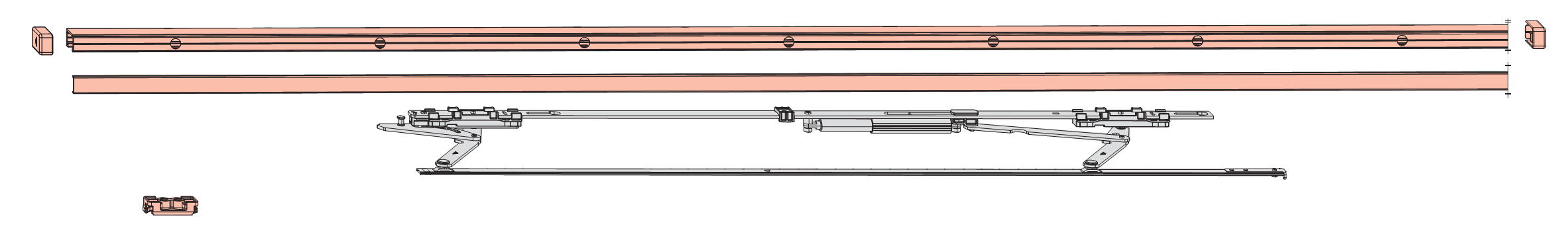 ROTO FRANK - Kit Guida PATIO ALVERSA con forbice e blocchetto - gr/dim SET GUIDA FORBICE PC L 901-1250 - lbb/hbb 901 - 1250