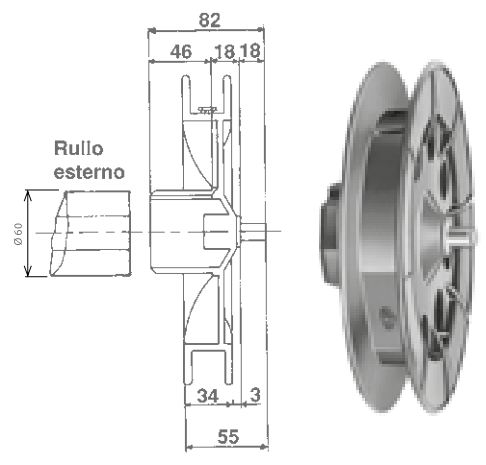 MV LINE -  Puleggia STAFER per avvolgibile tapparella - dimensioni Ø 220 - info PULEGGIA IN PVC Ø 220 MM CON PERNO RIENTRATO