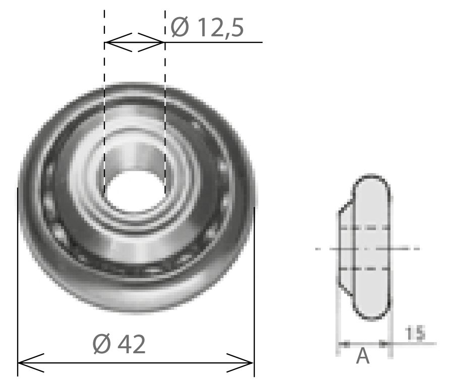 MV LINE -  Cuscinetto STAFER con boccola per tapparella - dimensioni Ø 42 - note BOCCOLA IN FERRO PIATTO