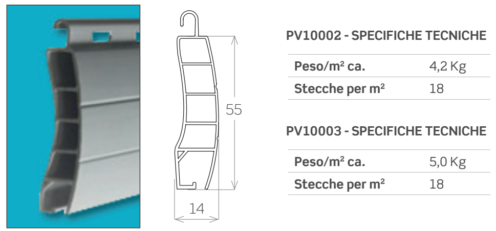MV LINE -  Avvolgibile PV10003 pvc solo telo - mat. PVC - col. PV10002 BASE - h 55 - l 14 - kg per mq 5,00