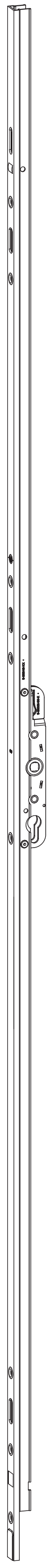GU-ITALIA -  Cremonese HS 934 - 937 per alzante scorrevole altezza maniglia fissa con chiusura a perni - gr / dim. A PERNI DI CHIUSURA - entrata 37,5 - alt. man. 400 - lbb/hbb 840 - 1260