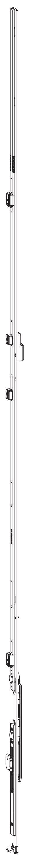 GU-ITALIA -  Catenaccio UNI-JET asta a leva altezza maniglia fissa per seconda anta - gr / dim. 516 - alt. man. LEVA ZH - lbb/hbb 2101 - 2350