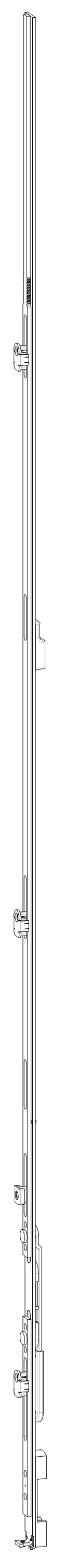 GU-ITALIA -  Catenaccio UNI-JET asta a leva altezza maniglia fissa per seconda anta - gr / dim. 1190 - alt. man. LEVA ZH - lbb/hbb 1101 - 1350