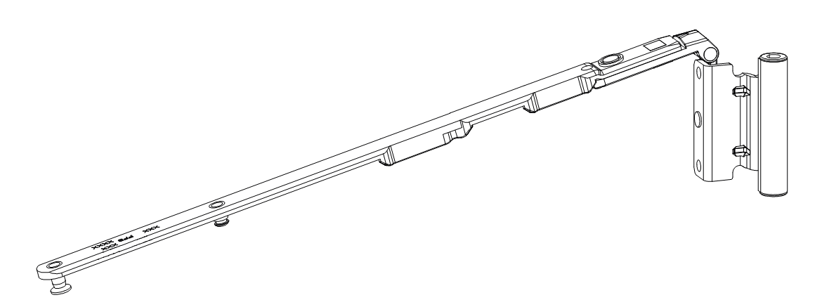 GU-ITALIA -  Forbice UNI-JET D anta ribalta per serramenti in pvc parte braccio articolazione con bandella - interasse 13 - battuta 18 - mano DX -SX