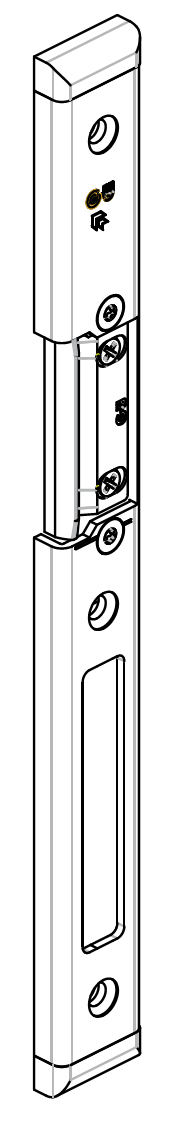 GU-ITALIA -  Incontro SECURY AUTOMATIC per serramenti in metallo per scrocco e catenaccio - col. ARGENTO - frontale 24 X 6 - interasse 12 - dim. 232,5 X 24 X 6 - mano DX