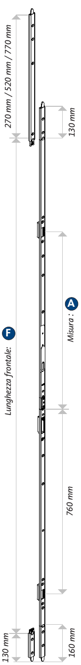 GU-ITALIA -  Catenaccio SECURY MR2 inferiore - col. ARGENTO - interasse 12 - frontale 26 X 8 - dimensioni 130 - mano DX