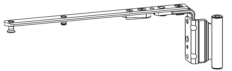 GU-ITALIA -  Forbice UNI-JET S anta ribalta parte braccio articolazione con bandella - interasse 9 - lbb 400 - 500 - battuta 18 - mano DX