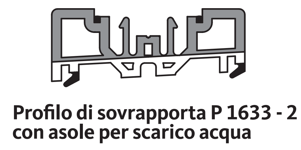 GU-ITALIA -  Profilo FLATSTEP 167.5 con gocciolatoio per sovrapporta - col. GRIGIO - lunghezza 1500 - lb 0 - 1450