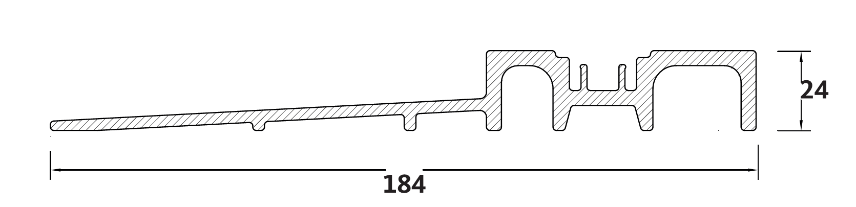 GU-ITALIA -  Soglia FLATSTEP 184 per alzante scorrevole con taglio termico - mat. VETRORESINA - col. GRIGIO - note 184 X 24 - dimensioni 4000