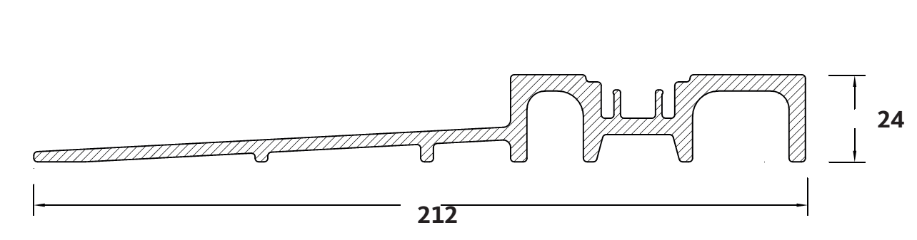 GU-ITALIA -  Soglia FLATSTEP 212 per alzante scorrevole con taglio termico - mat. VETRORESINA - col. GRIGIO - note 212 X 24 - dimensioni 3000