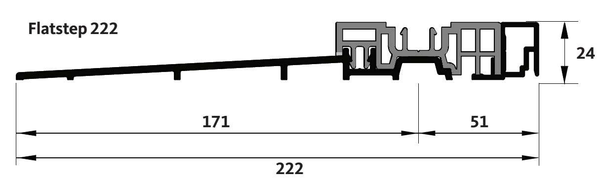 GU-ITALIA -  Soglia FLATSTEP 222 per alzante scorrevole con taglio termico - mat. VETRORESINA - col. TESTA DI MORO - note 222 X 24 - dimensioni 3300