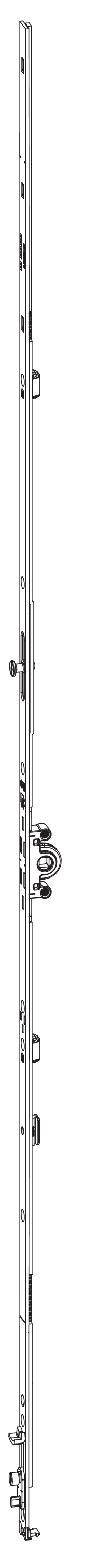 GU-ITALIA -  Cremonese UNI-JET anta ribalta altezza maniglia fissa con piedino senza dss per ribalta e con bilanciere - gr / dim. 1690 - entrata 15 - alt. man. 600 - lbb/hbb 1601 - 1850