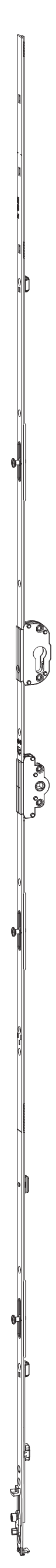 GU-ITALIA -  Cremonese UNI-JET anta ribalta altezza maniglia fissa con foro cilindro sopra la maniglia e quadro - gr / dim. 2190 - entrata 45 - alt. man. 950 - lbb/hbb 2101 - 2350