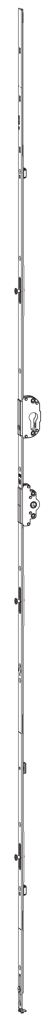 GU-ITALIA -  Cremonese UNI-JET anta ribalta altezza maniglia fissa con foro cilindro sopra la maniglia e quadro - gr / dim. 2190 - entrata 35 - alt. man. 950 - lbb/hbb 1851-2100