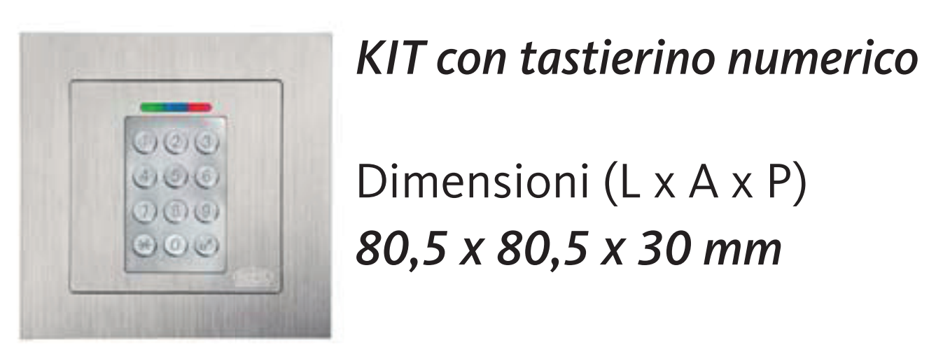 GU-ITALIA -  Tastiera SECURY AUTOMATIC per serrature motorizzate - col. ARGENTO - dimensioni 80,5 X 80,5 X 30 - info KIT TASTIERINO APPLICAZ A MURO