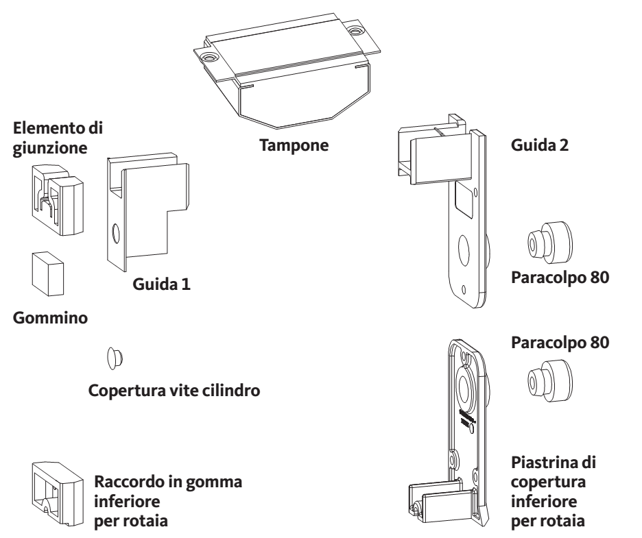 GU-ITALIA -  Tappo HS 934 - 937 confezione accessori guida per alzante scorrevole - col. NERO - note PER ROTAIA DA 15 MM