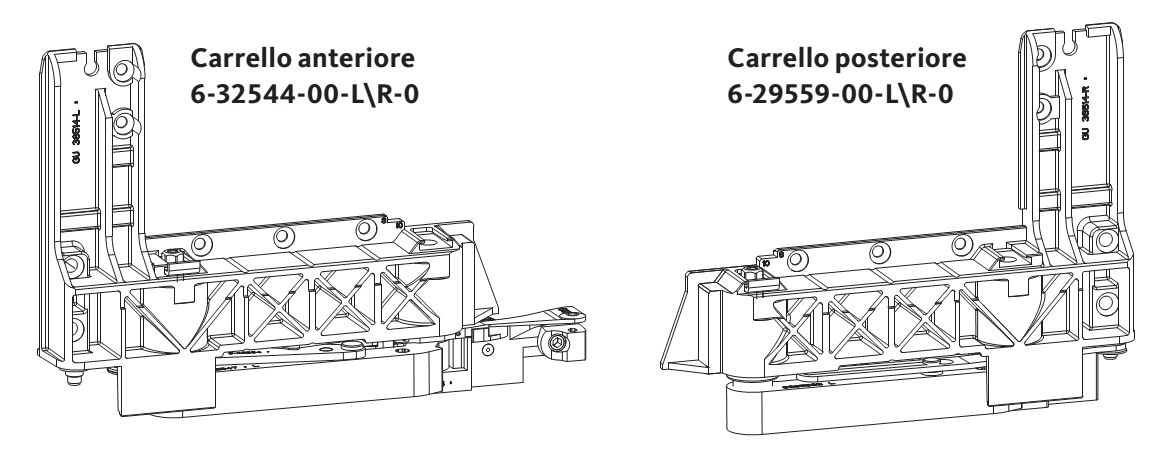 GU-ITALIA -  Carrello GU-966 confezione per scorrevole parallelo complanare - dimensioni SX - ANTERIORE - POSTARIORE - note ANTERIORE - POSTERIORE - info MANIGLIONE DI APERTURA A DX CARRELLO DX -- MANIGLIONE DI APERTURA A SX CARRELLO SX