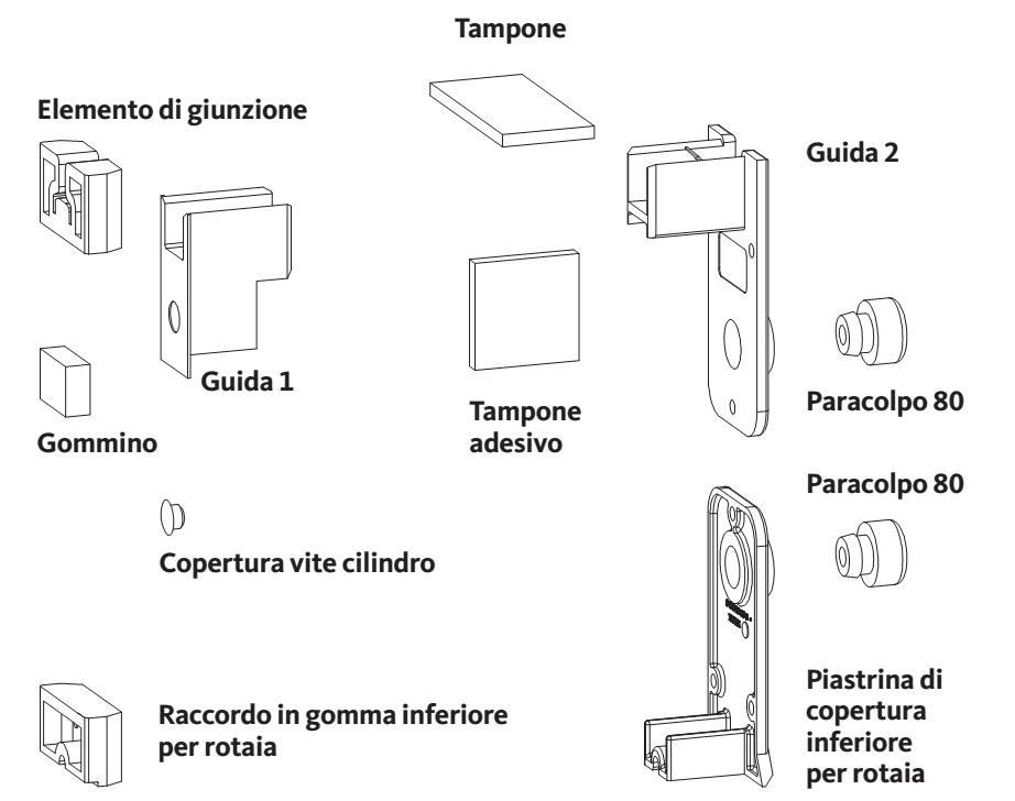 GU-ITALIA -  Tappo HS 934 - 937 confezione accessori guida per alzante scorrevole - col. NERO - note PER ROTAIA 10 MM - info P 741