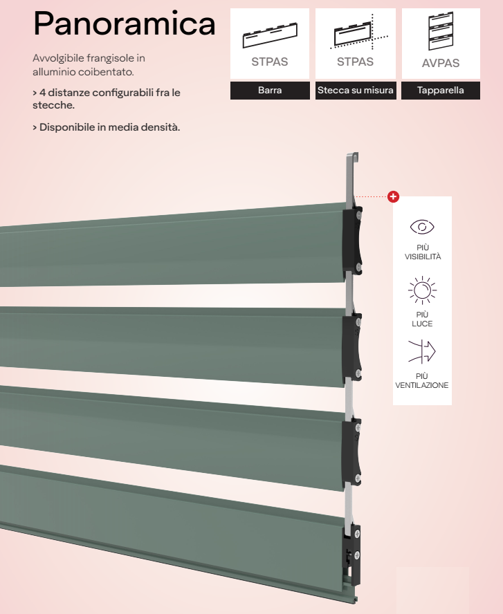 Avvolgibile PANORAMICA alluminio coibentato media densita - solo telo - mat. ALLUMINIO - col. TINTA UNITA PANORAMICA - altezza 55 - larghezza 12 - kg per mq 3,30