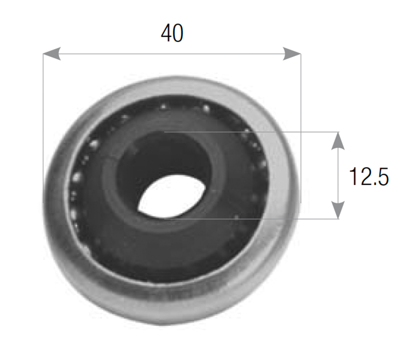 Cuscinetto TAPPARELLA con boccola per tapparella - mat. NYLON - col. ZINCATO BIANCO - dimensioni Ø 40 - Ø 12 - info CUSCINETTO IN NYLON Ø 40MM, FORO INTERNO Ø 12MM