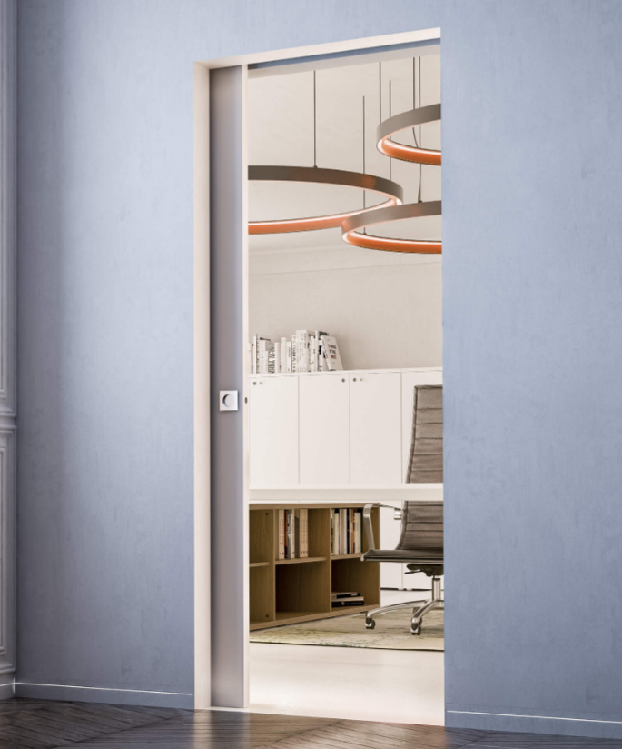 ECLISSE -  Porta SYNTESIS LINE scorrevole laccata - solo anta senza telaio e senza coprifili - col. LACCATA RAL 9010 - dimensioni 800 X 2100 X 45 - mano DX - SX