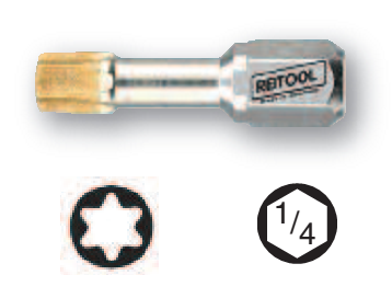 REIT -  Inserto ART. 324 torx tamper resistant attacco esagonale 1/4 - misura/forma 25 X 25 - note T25 - info DIAMOND GRIP TORSION