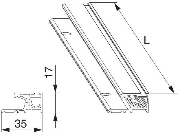 MAICO -  Profilo RAIL-SYSTEMS intermedio per hs - dimensioni 2500