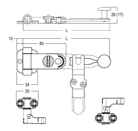 MAICO -  Spagnoletta RUSTICO kit senza aste 2 ante con finale a gancio - col. NERO OPACO - dimensioni 139 - note LUNGA - info AUTOREGOLANTE