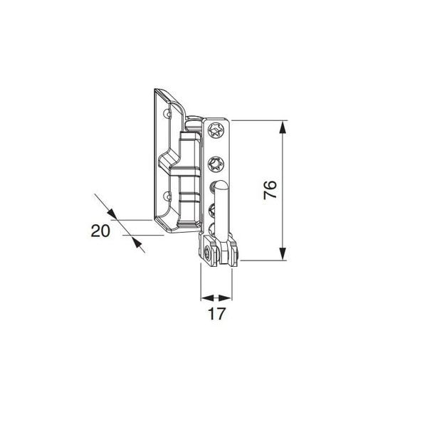 MAICO -  Supporto MULTI-MATIC cerniera parte telaio - battuta 20 - interasse 9 - mano SX