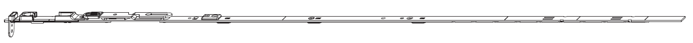 MAICO -  Catenaccio MULTI-MATIC asta a leva altezza maniglia fissa euronut - gr / dim. 1590 - lbb/hbb 1341 - 1590 - alt. man. 600 - mano SX