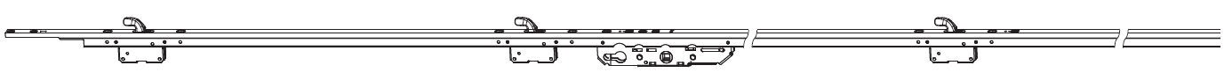 MAICO -  Cremonese RAIL-SYSTEMS per alzante scorrevole altezza maniglia fissa con chiusura a ganci - gr / dim. 2500 - entrata 37,5 - alt. man. 1000 - lbb/hbb 1835 - 2560