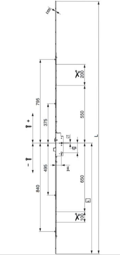 MAICO -  Serratura Multipunto MULTI-MATIC TREND meccanica con scrocco catenaccio e nottolini a fungo - entrata 28 - h min - max 1950 - 2400 - frontale 16 - interasse 92