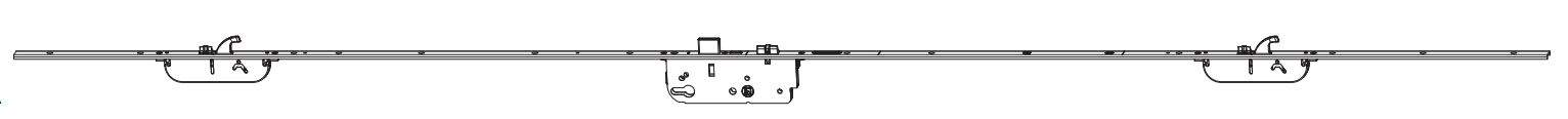 MAICO -  Serratura Multipunto PROTECT automatica con scrocco 3 catenacci 2 ganci - entrata 55 - h min - max 1950 - 2400 - frontale 24 X 3 - interasse 85