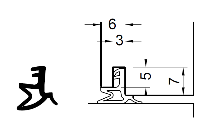 MAICO -  Guarnizione RAIL-SYSTEMS per alzante scorrevole coestrusa espansa all'acqua - col. GRIGIO LUCE RAL 7035 - note DS6906A - 90° - PERFORMANCE - lunghezza 25000